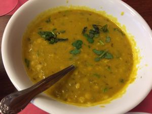 the yellow lentil curry vegan  at Curry Paradise in West Sacramento