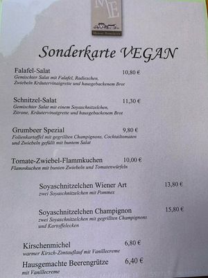 Vegane Karte at Gutsschanke Mengel-Eppelmann in Stadecken Elsheim