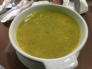 "Sopa del día" soup of the day at Avocados in Bogota