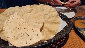 Normal and spiced poppadoms at Veggie Perrins in Plymouth