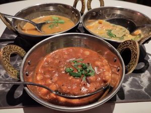 Different dishes for the dhosa at Veggie Perrins in Plymouth