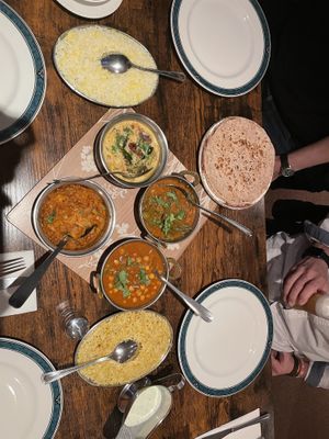 We had their famous smoked aubergine, their coconut curry, okra and chickpea masala. The garlic rise is also a go for   at Veggie Perrins in Plymouth