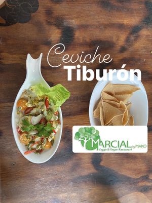 CEVICHE SHARK 🥥 🌴
Palm hearts, sweet corn, grape tomato, baby bell pepper, red onion, pepitas, serranito, coriander, coconut sauce and citrus at Marcial by Mako in Cabo San Lucas