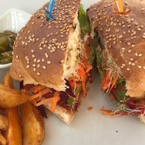 Vegan Hawaiian Burger at Marcial by Mako in Cabo San Lucas