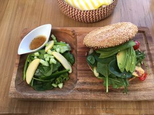 The vegan bagel at Marcial by Mako in Cabo San Lucas
