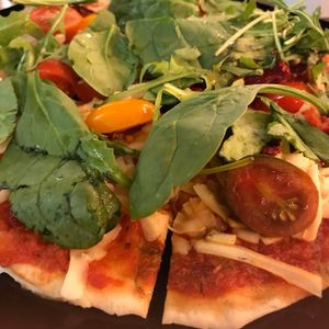 Vegan pizza at Marcial by Mako in Cabo San Lucas