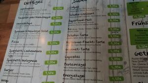 Menu as of Jan. 2017 at Greenfoody in Frankfurt