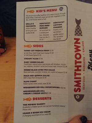 Menu at Smithtown Seafood in Lexington