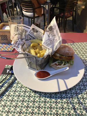 The vegetarian burger  at Toro Tapas in Ronda