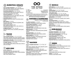 Updated Menu Page 1 at The Space in Salem
