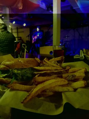 guacamole burger w/fresh hand cut fries! at The Space in Salem