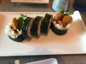 Vegan Spider Roll (made with oyster mushrooms) at Midtown Sushi in Sacramento