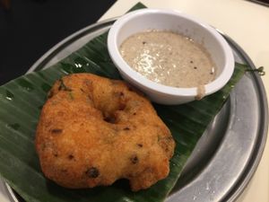 Vada served with chutney at Sri Vakula in Central Singapore
