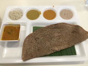 Ragi dosa made of finger millet  at Sri Vakula in Central Singapore