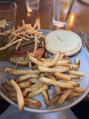 Green chili burger sub beyond burger no cheese no aioli   at Crockett's Public House in Puyallup