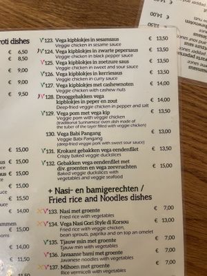 Whole vegan menu. On the left side there are more options. at De Kade in Rotterdam