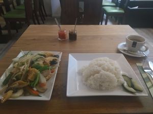 Buddha's Delight - main dish with rice at De Kade in Rotterdam