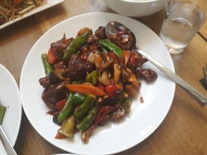 vegan mushroom gong bao at De Kade in Rotterdam
