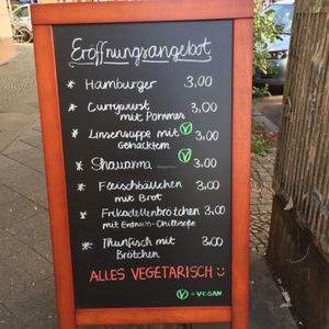menu at Der Vegetarische Metzger in Berlin