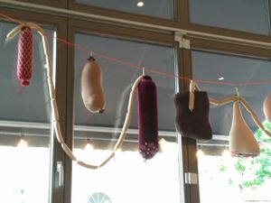 veggie butchers shop decorations at Der Vegetarische Metzger in Berlin