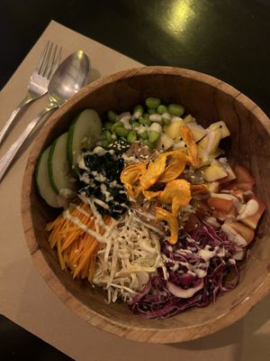 Vegan poke bowl (they didn’t have avocado)  at Happy Banana in 