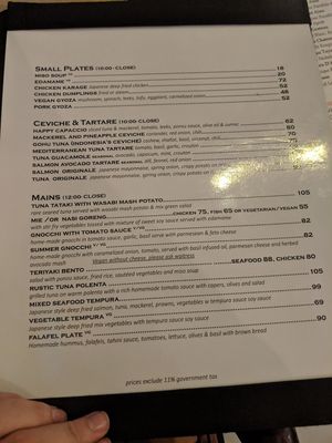 Menu - Starter, Mains page at Happy Banana in 