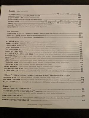 Menu - Sushi, Dessert page at Happy Banana in 