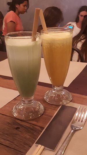 Lots of fresh juoces, with bamboo straws! at Happy Banana in 