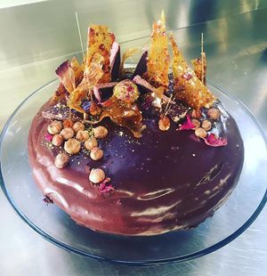 vegan hazelnut layer cake at Red Velvet Lounge in Cygnet