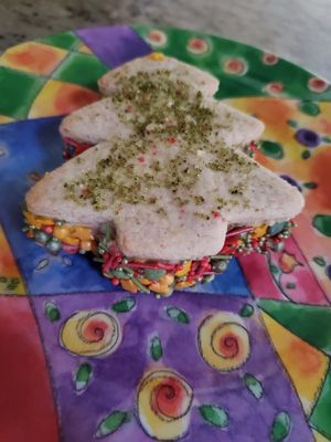 Christmas Double Decker Sugar Cookie with cinnamon gelato in between at Conscious Creamery in Sacramento