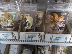 vegan gyoza at The Workshop Vegetarian Cafe in North Vancouver