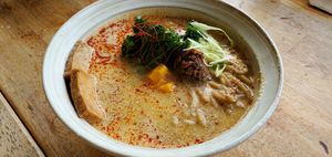 Vegan Tan Tan noodles, with added tofu. at The Workshop Vegetarian Cafe in North Vancouver