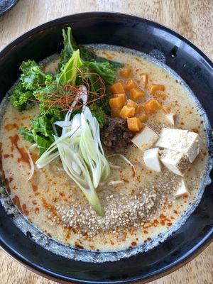 Spicy ramen (make sure to add smoked tofu)  at The Workshop Vegetarian Cafe in North Vancouver