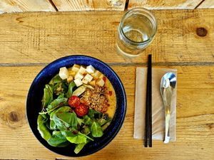 Cold Spicy Tan Tan Noodles at The Workshop Vegetarian Cafe in North Vancouver