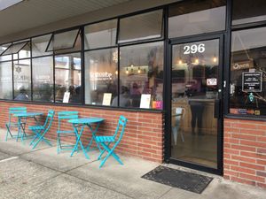 From the street at The Workshop Vegetarian Cafe in North Vancouver