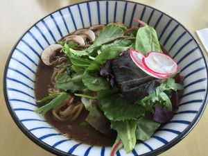 Shoyu ramen at The Workshop Vegetarian Cafe in North Vancouver