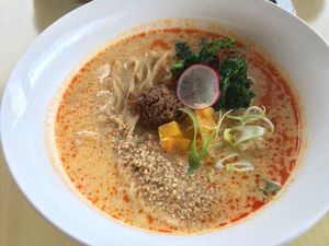 Spicy ramen at The Workshop Vegetarian Cafe in North Vancouver