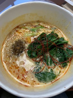Spicy ramen at The Workshop Vegetarian Cafe in North Vancouver