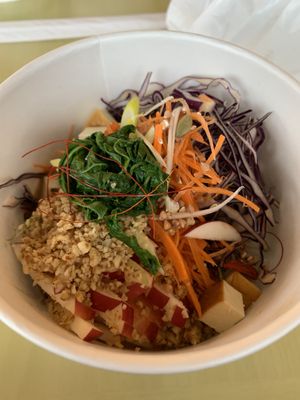 Veggies and Cashew Sauce at The Workshop Vegetarian Cafe in North Vancouver