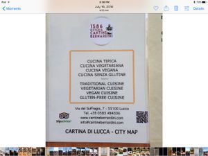 Info card at Cantine Bernardini in Lucca