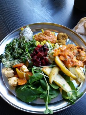 Buffet selection at OM Vegan Kitchen in Surry Hills