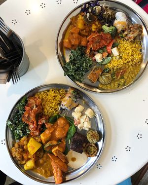Plates of goodness at OM Vegan Kitchen in Surry Hills
