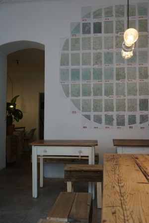 Sitting area at Isla Coffee in Berlin