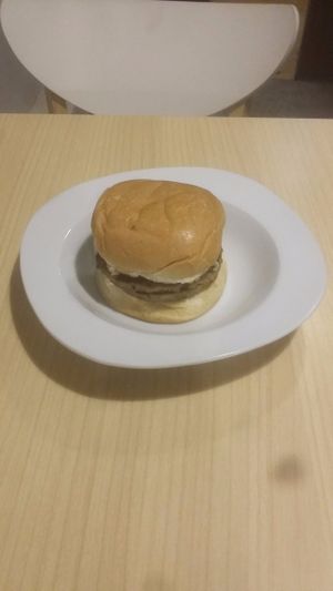 A top-cold burger :) at Veggielicious Cafe in Penang