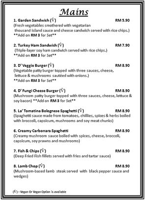 3 Menu - Mains at Veggielicious Cafe in Penang