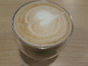 Soy milk latte at Veggielicious Cafe in Penang