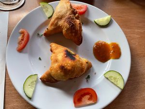 Potato-peanut dumplings   at Restaurant OM in Koblenz