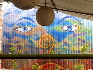 view from the rooftop area at Sarangi Vegetarian Restaurant in Kathmandu