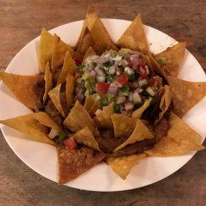 Vegan nachos at Sarangi Vegetarian Restaurant in Kathmandu