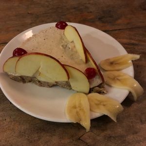 Vegan cheesecake at Sarangi Vegetarian Restaurant in Kathmandu